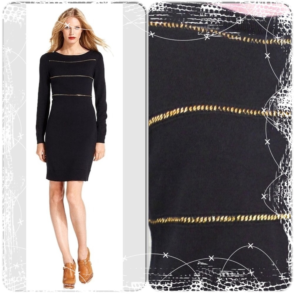 MICHAEL KORS NAVY KNIT CHAIN SWEATER DRESS